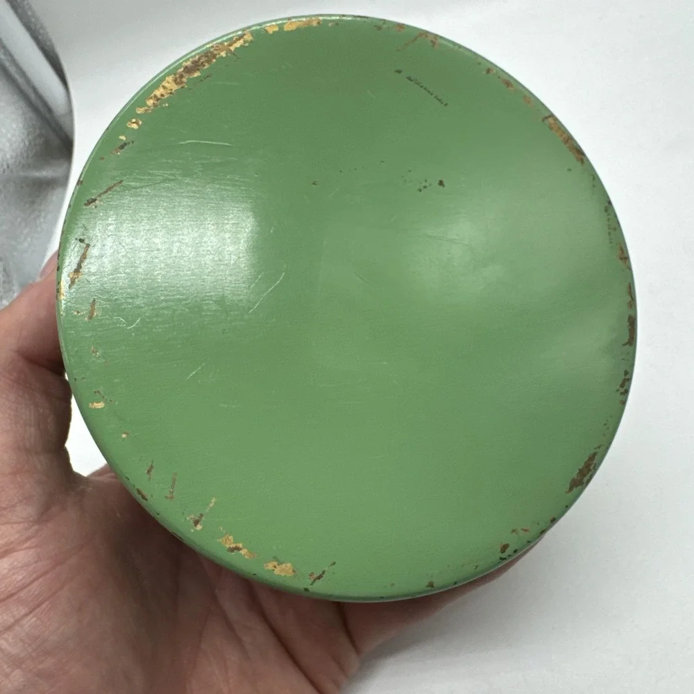 Vintage Art Deco Chase Green Floral Powder Box